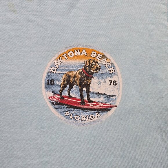Daytona Beach Florida Tshirt Mens Extra Large Blue Surf Dog Long Sleeve Tee - Picture 4 of 13